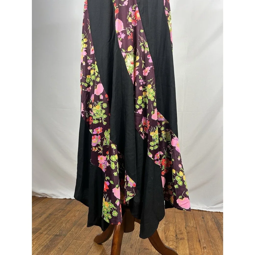 Vintage 70s Pinwheel Floral Two Piece Halter Top Maxi Skirt Set XS/S‎ Mod GoGo